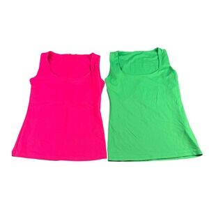 Zara Womens Basic Scoop Neck Tank Top Bundle Pink Green Size Medium 2 Pack WP890